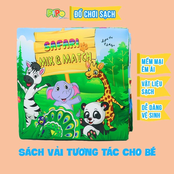 Sách Vải Safari - Mix & Match - Sách Vải Tương Tác Pipo