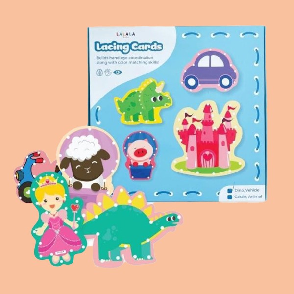 Đồ Chơi Xỏ Dây Cho Trẻ Lalala Baby-Dino+Vehicle