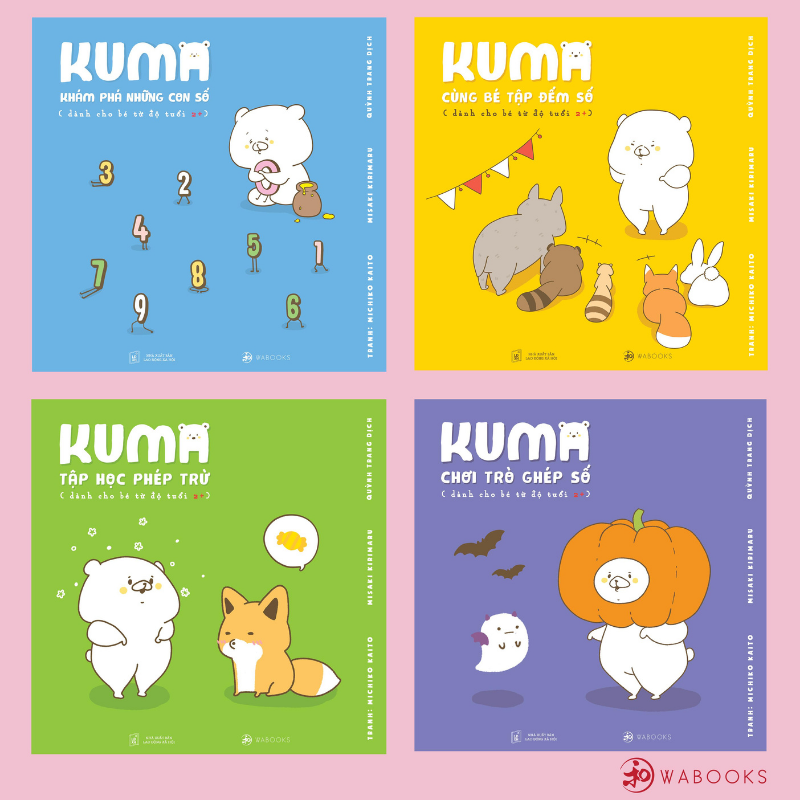 Sách Ehon Set 4 Cuốn Kuma Làm Quen Với Môn Toán