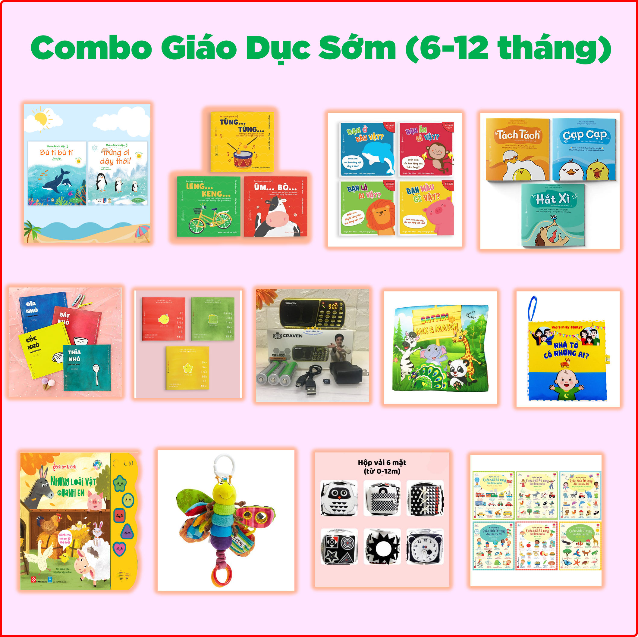 Combo Giáo Dục Sớm Cho Bé Từ 6-12 Tháng