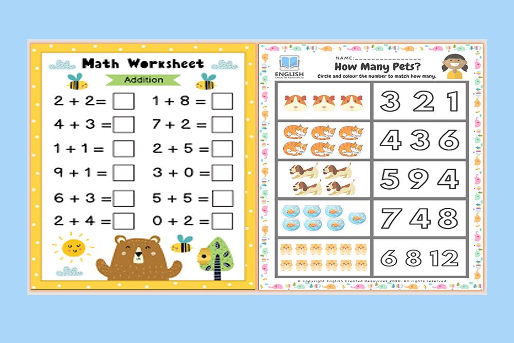 Math Worksheets for kids - Tiếng anh cho trẻ